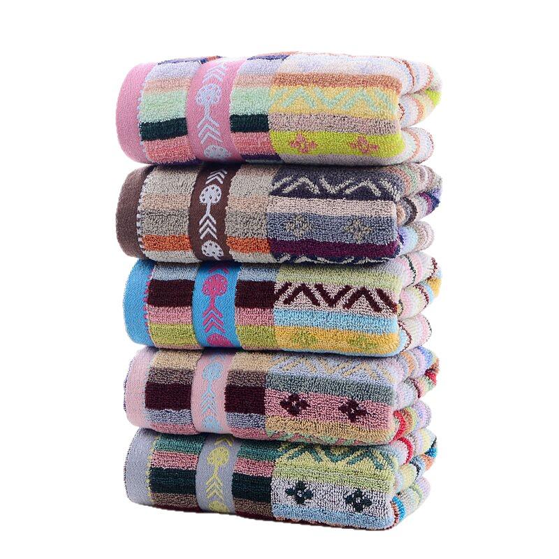 Diamond Pattern Striped Cotton Towel: Absorbent & Shed-Resistant Face Wash Towel for Unisex Home Use