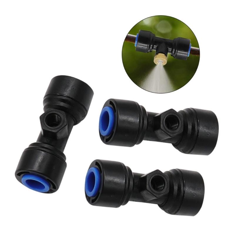 Misting Nozzles Tees for 0.65cm 1/4 Inch Slip Lock Mister Nozzles Thread Misting Nozzle Tees for Outdoor Cooling System
