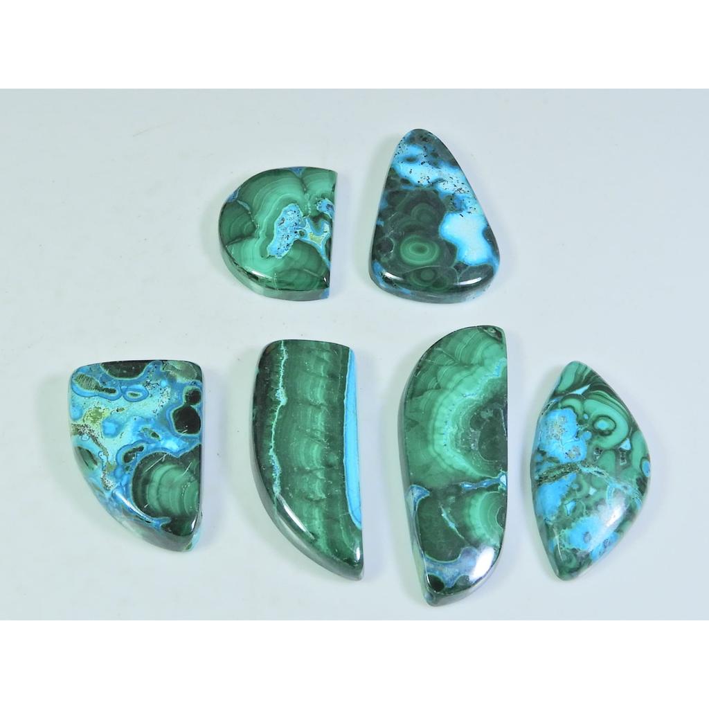 18X25-16X43MM Naturalny Chrysokola Malachit Fantazyjny Kaboszon Kamień Szlachetny 6 Sztuk Partia C-157