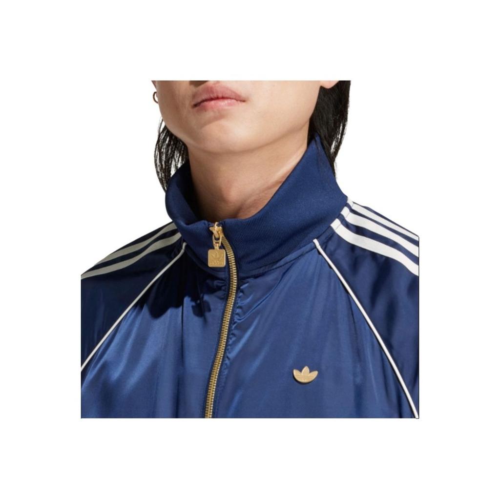 adidas Originals Logo Print Striped Long Sleeve Windbreaker Men Outerwear Blue IZ3187