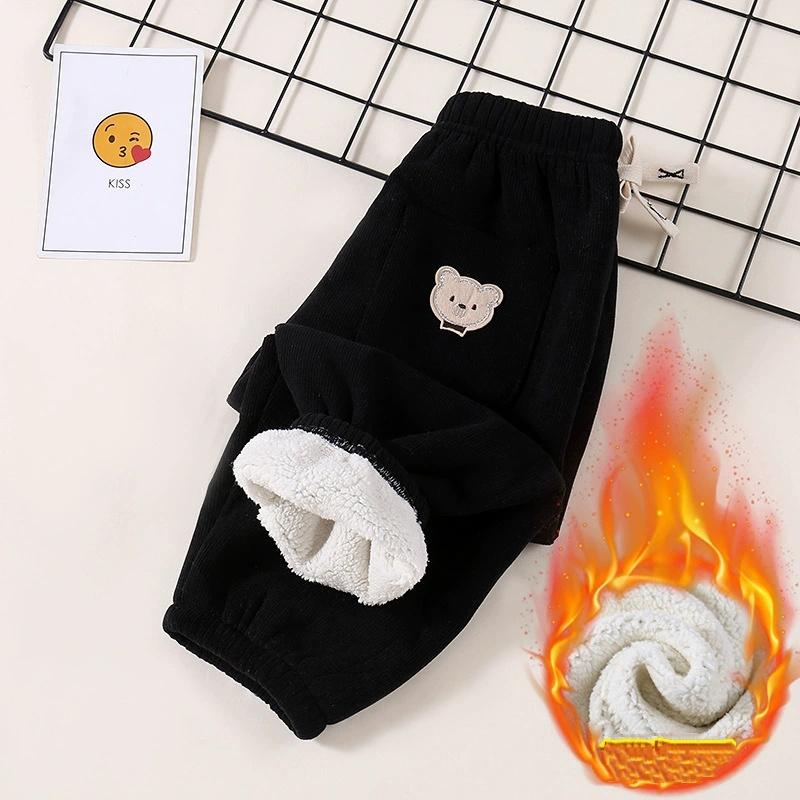 

Детские теплые брюки осень-зима для девочек утепленные брюки для маленьких мальчиков с милым принтом медведя детские повседневные шаровары 90 чёрный
