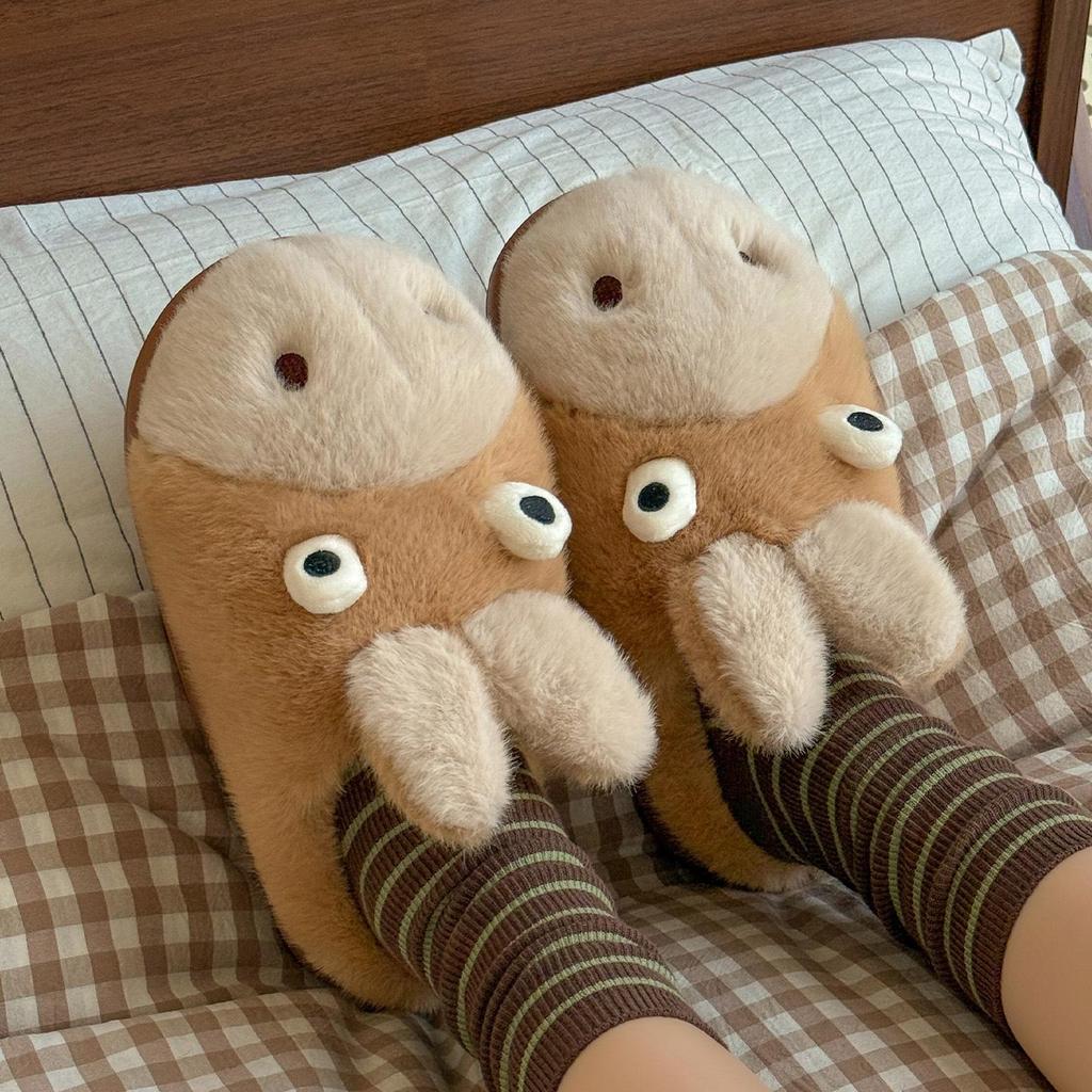 Zimní vnitřní bavlněné pantofle: Roztomilý chlupatý kreslený design pro muže a ženy