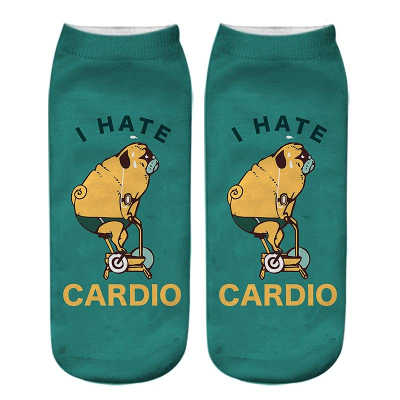 Kawaii 3D Pug Dog Print Short Socks Cotton Fashion Cute Japanese Soft Women Kawaii Animal Dogs Slippers Socks