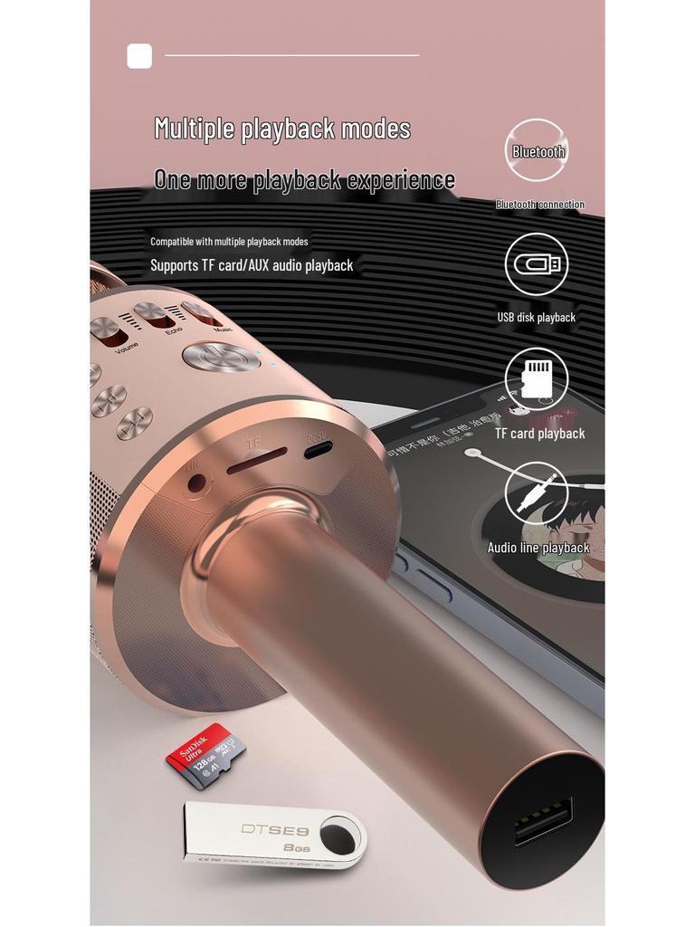 Wireless Home Karaoke Microphone for Kids with Built-in Speaker