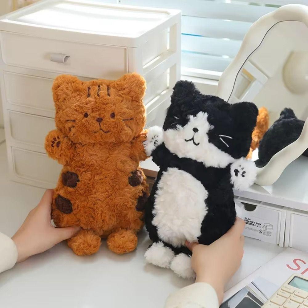 Cute Simulation Black Cat Plush Doll Realistic Texture Brown Cat Plush Doll Birthday Gift