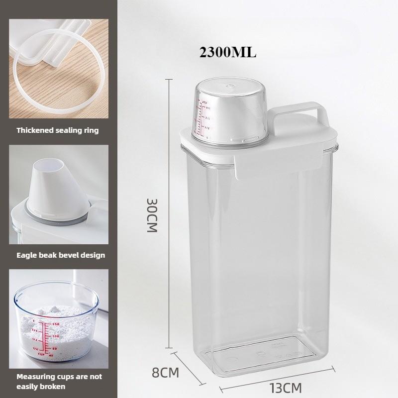 1100/1800/2300ml Clearing Acrylic Box Storage Sealed Container for Laundry Powder Laundry Liquid Measuring Bottle with Scale