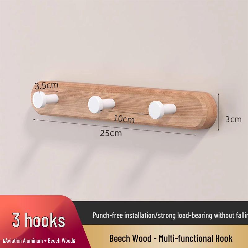 Log Style Wooden Wall-Mounted Coat and Clothes Hook