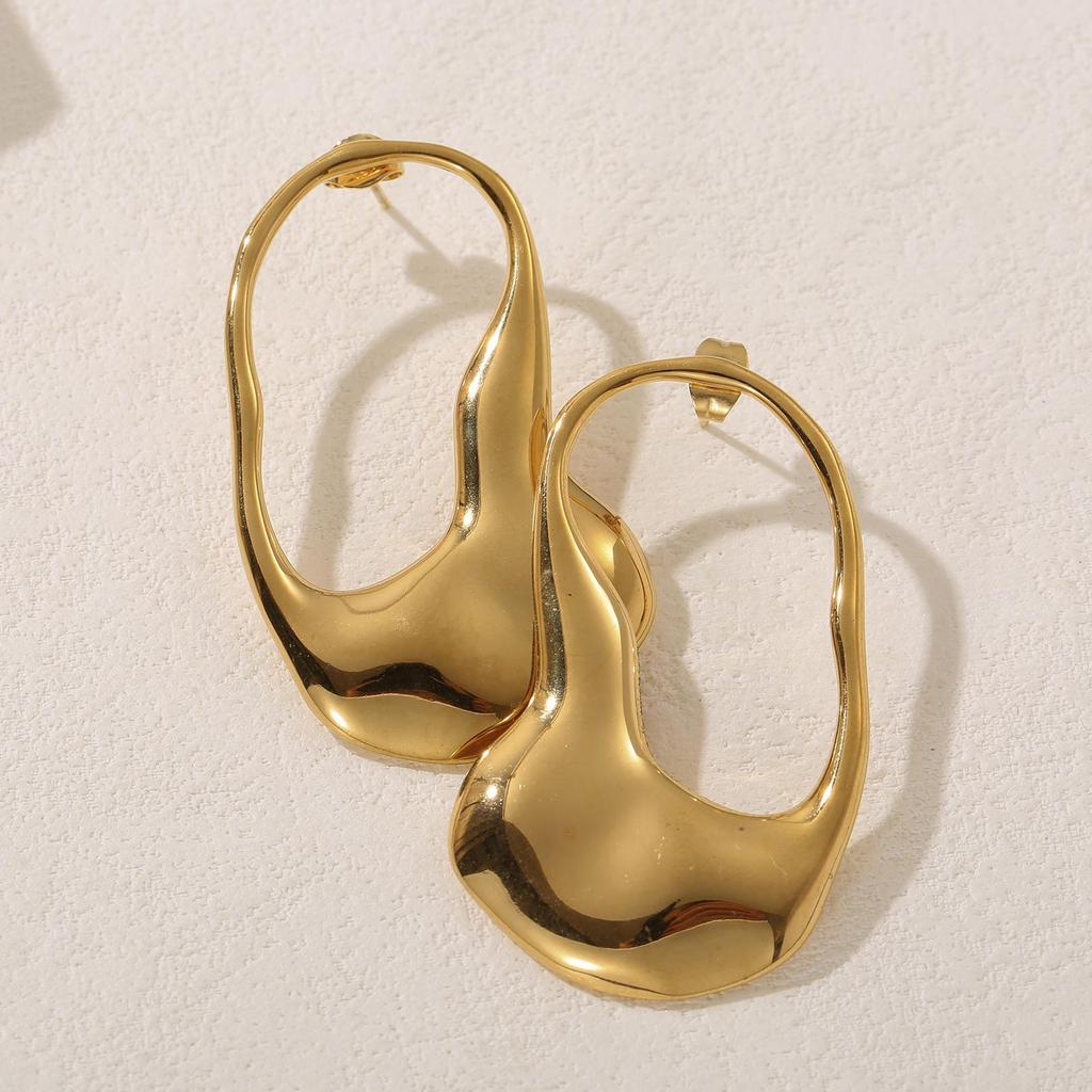 Unique Irregular Hollow Stainless Steel Earrings for Women