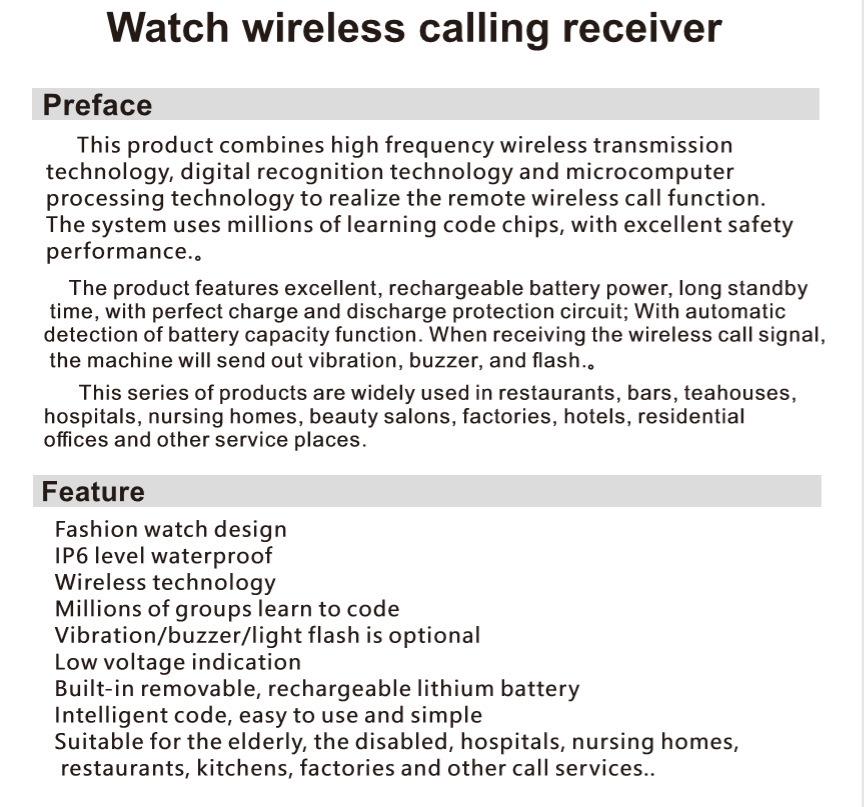 690 Wireless Alert System: School, Elderly, Entertainment & Hospital Call Bell