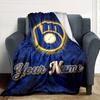 Name Custom Milwaukee Brewers Logo Print Flannel Blanket High Quality Warm Comfortable Cover for All Seasons Perfect for Gifts Home Decor