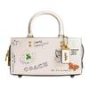 Rogue 26 Skizzen-Print Leder Schulter-Tragetasche Damen Handtaschen Rosa Weiß CAN07-B4CAH