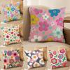Colorful Flowers Cushion Cover Short Plush Double-Sided Print Square Throw Pillow Covers Sofa Home Cushion Decor