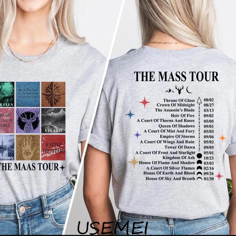 

Женская футболка Sarah J Maas Eras Tour Футболка The Maas Tour Мерч Acotar Crescent City Футболка с принтом Футболка Throne of Glass 4XL
