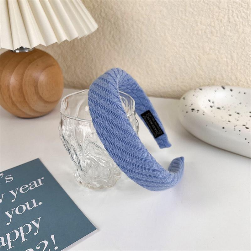 Fashion Wide Hair Bands for Women Bezel Headdress Solid Blue Knitted Braid Headband Girl Hairband Hair Hoop Hair Accessories New