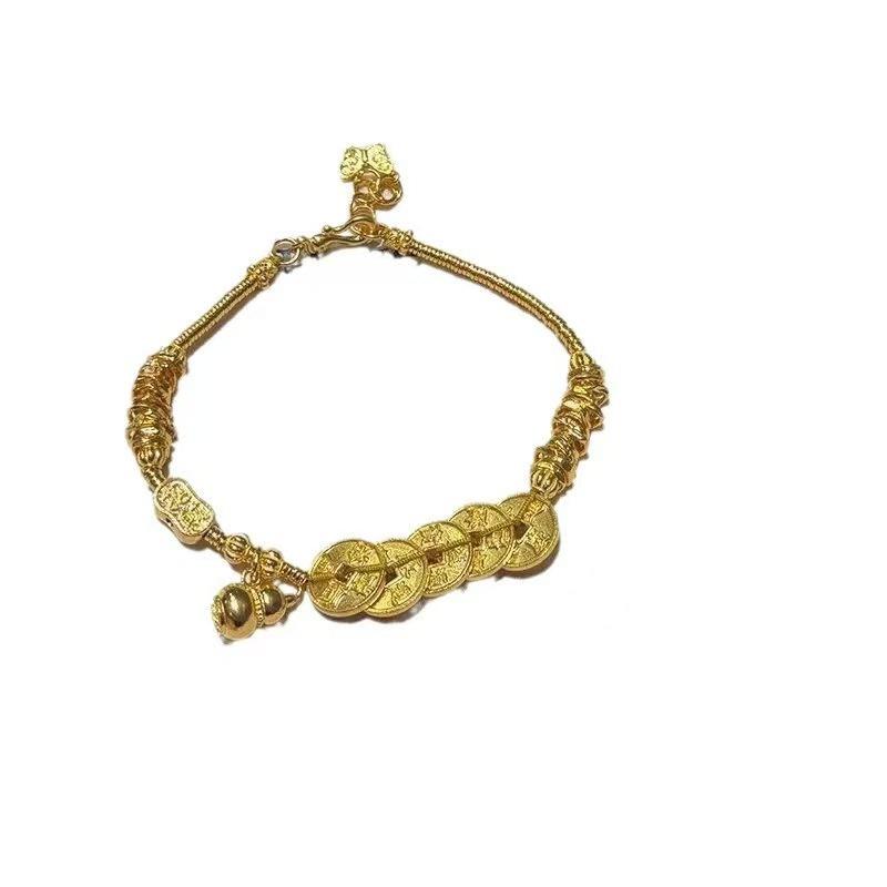 New sand gold new Chinese five emperors money gourd entanglement bracelet women's tide national style retro personalized jewelry live accessories