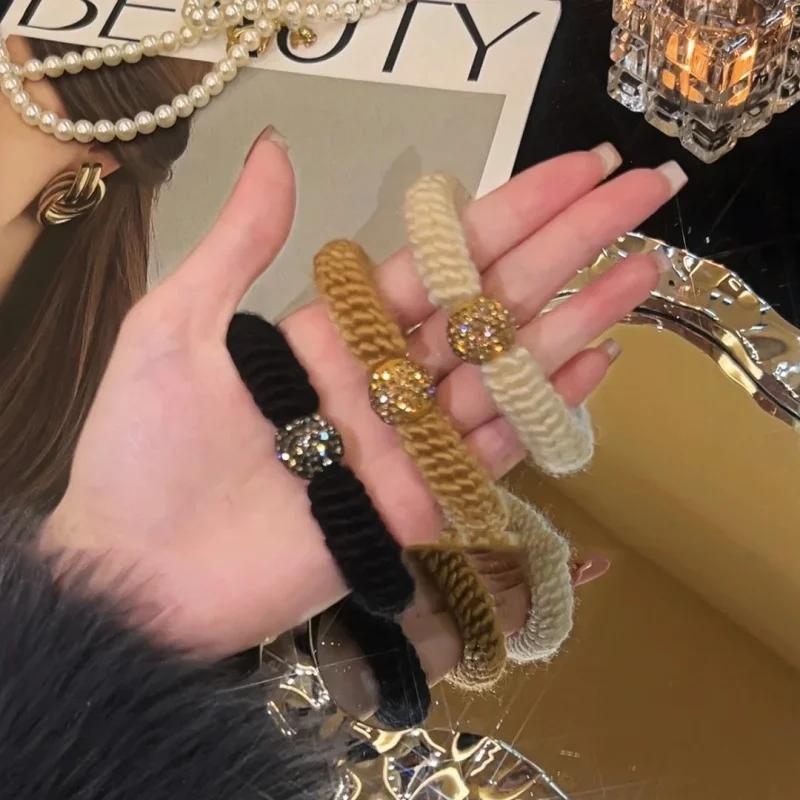 

Новая Тяжелая Промышленность Флэш Бриллиант Повязка для Волос Высокоэластичная Резинка для Волос Цвета Майярда Прочные Резинки для Волос в Виде Кишки