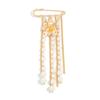 KunJoe Trendy Imitation Pearl Tassel Beaded Brooche Women New Exquisite Gold Color Flower Geometric Suit Pin Jewelry Accessories