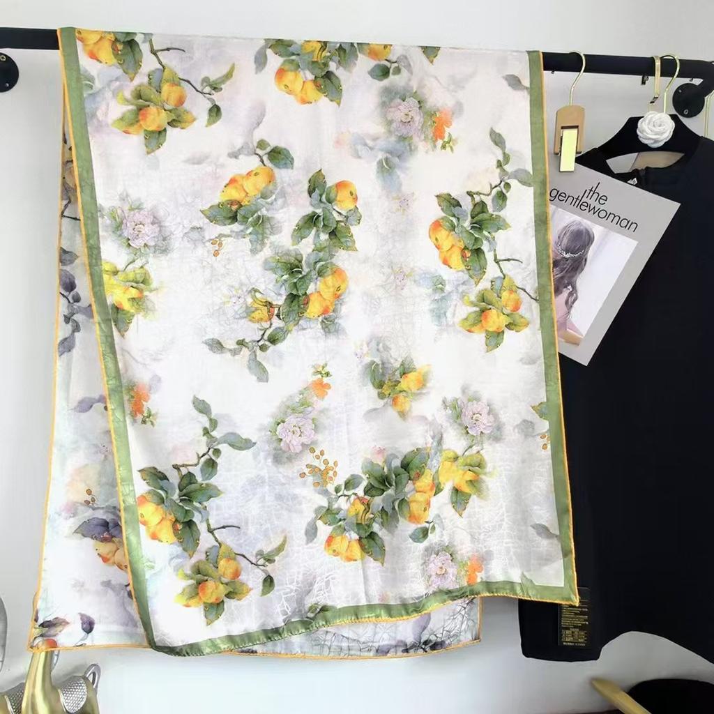Xiangyun Dunhuang Feitian Flower Dill Cut Flower Thin Popular National Style Jacquard High-End Versatile Silk Scarf 180X70 Shawl