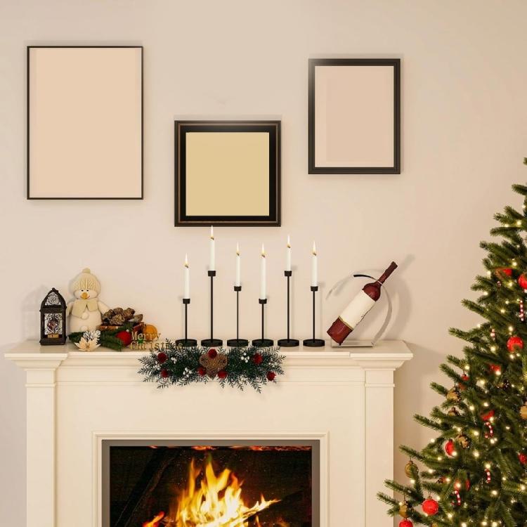 Black Metal Taper Candle Holder Tall Candlestick Set of 6 for Enhancing Dining Table Decors and Wedding Celebration