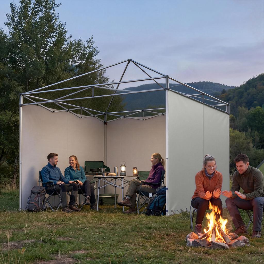 3-piece Set Side Panels with Zipper for 3 x 3 m Gazebo, Light Grey