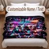 Music General Theme Soft Blanket Personalized Custom Name Text Print Warm Blanket Home Sofa Bedroom Decor