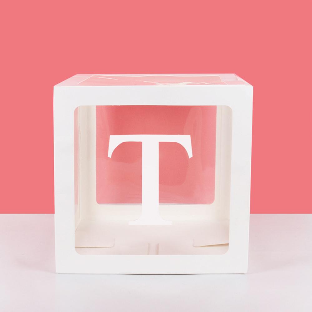 Runtow 1pc 25cm Transparent Letter Box ,Birthday Wedding Custom Name Balloon Box ,1st Birthday Party Decorations, Baby Shower