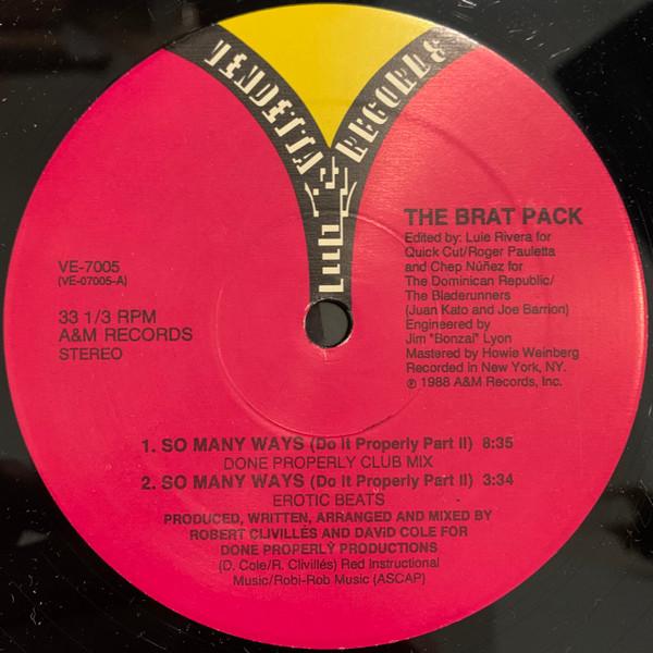 

12inch Record BRAT PACK - So Many Ways (Do It Properly Part I VE7005 Vendetta Record 1988 US Dance & Electronica Used