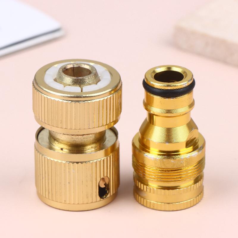 2Pcs Standard Aluminum Hose Connector Set - 4/6'' Tap Fitting Quick Connect For Garden Pipes Hose Connector