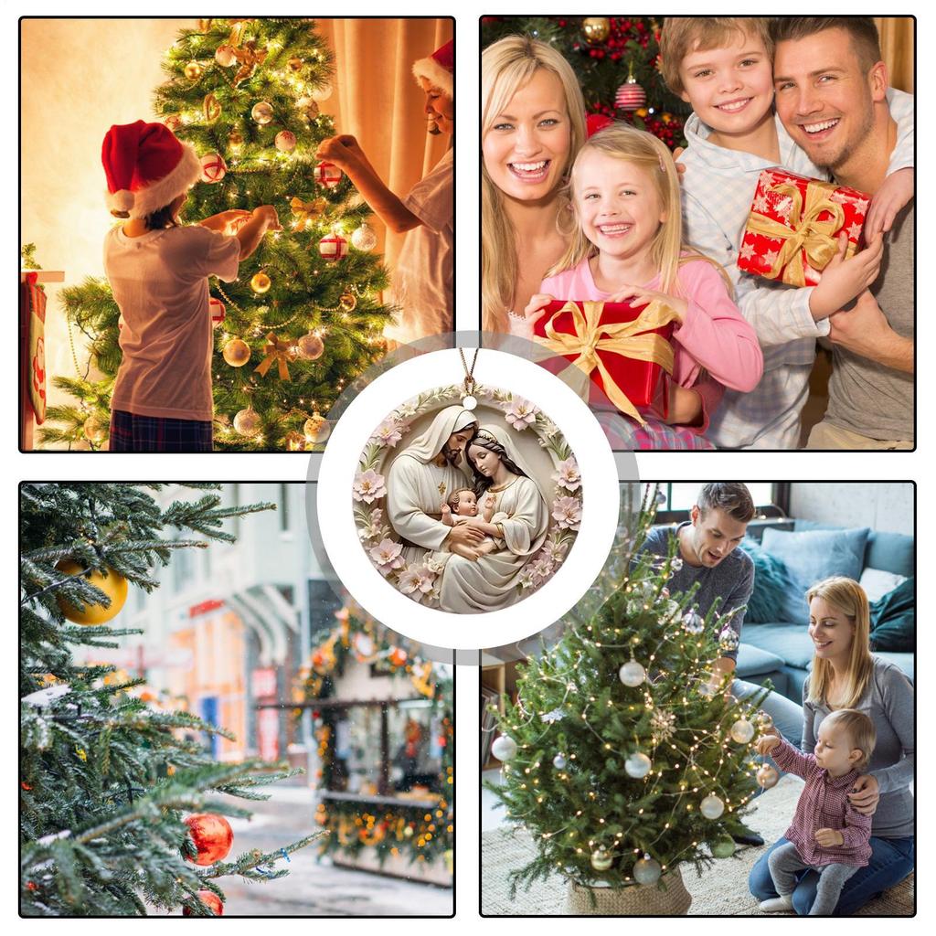 Nativity Christmas Ornaments 2D Acrylic Religious Holy Family Decoration Nativity Ornaments For Christmas Tree For Women Men