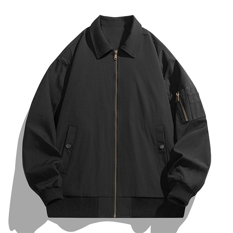 

Men s spring and autumn new navy blue men s bomber jacket ruffian handsome lapel baseball uniform men s jacket M