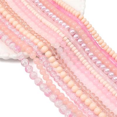 20 Stück Rosa Kristallglas-Abstandshalterperlen, Lose Perlen für DIY-Armband, Halskette, Basteln