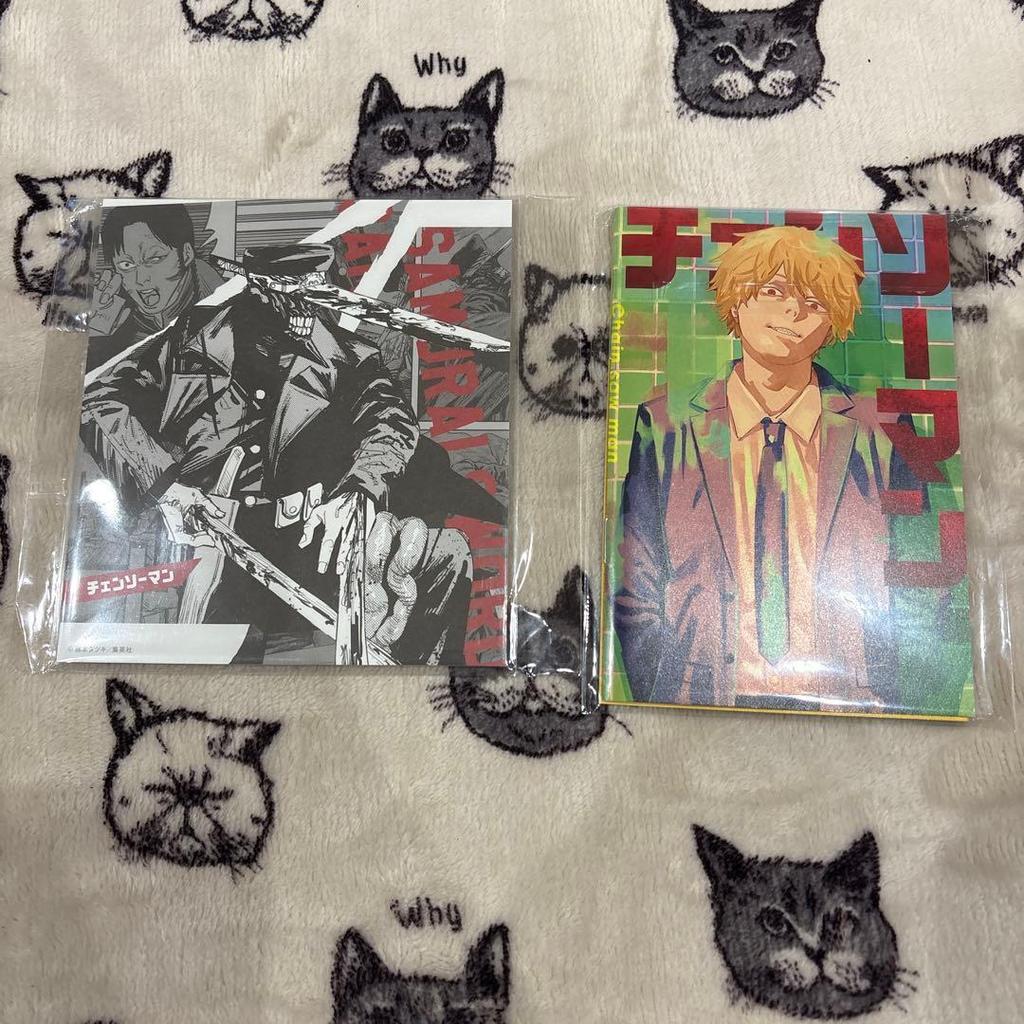Used Lawson Chainsaw Man acrylic stand 6 sheets colored paper mini notebook