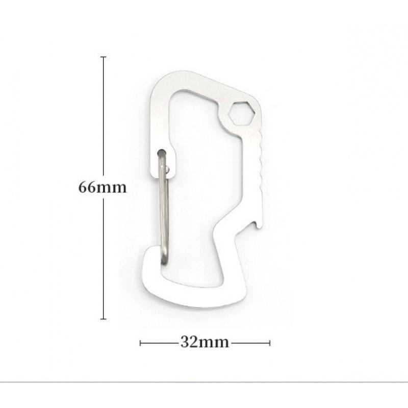 

Compact Shark EDC Multi-Function Stainless Steel Carabiner with Bottle Opener and Quick Release Hook серебряный
