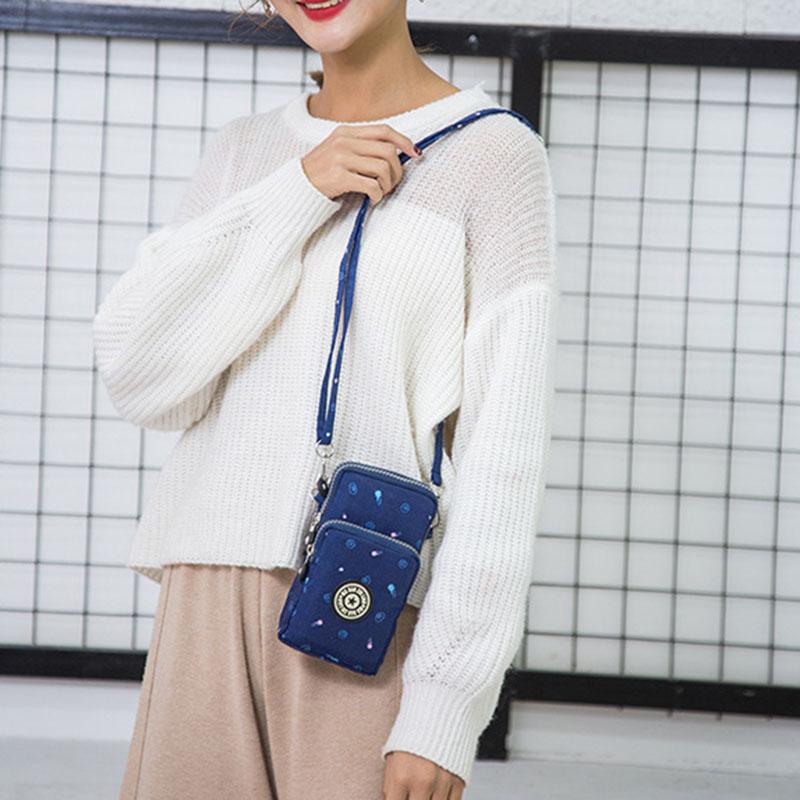 Women Portable Mobile Phone Mini Bags Nylon Waterproof Crossbody Bag Retro Fashion Purse Lady Wallet Clutch Trendy Wrist Arm Bag