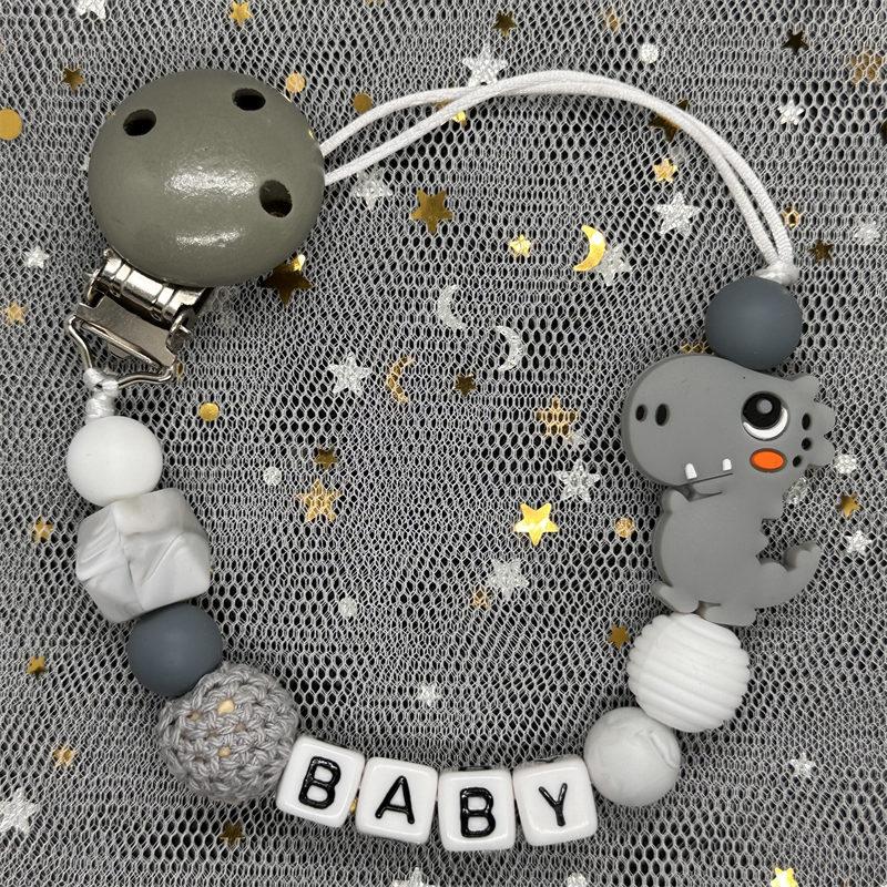 2024 Handmade Customized Name Beech Pacifier Clips Holder Chain Silicone Rainbow Pacifier Chain Baby Teether Teething Chain Gift