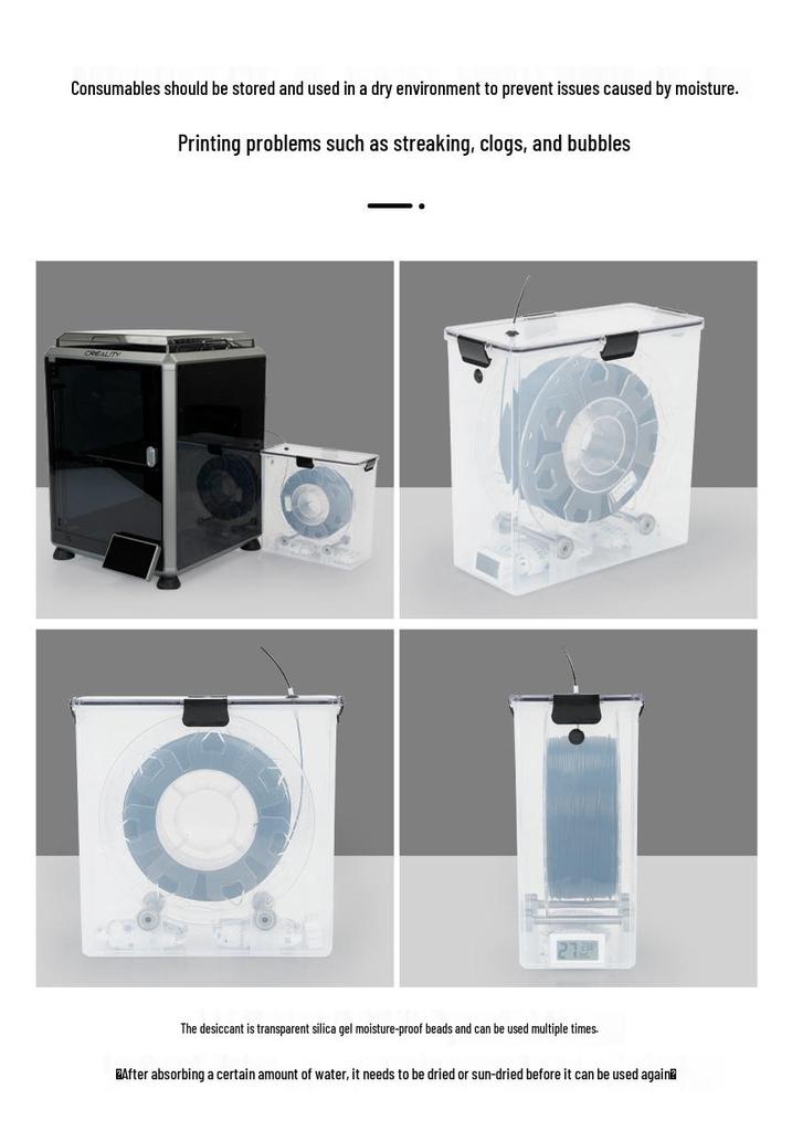 3D Printer Filament Drying Box, Moistureproof Storage for 1KG PLA