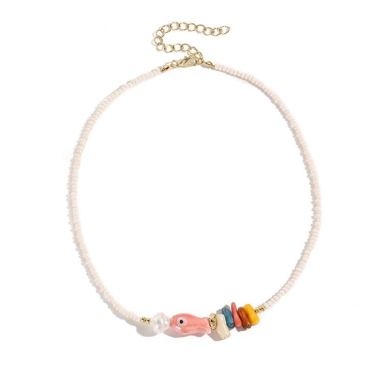 Vintage Sea Charm Pendant Neckchain Fashionable Beaded Necklace Temperament Neckwear Fashion Jewelry Piece