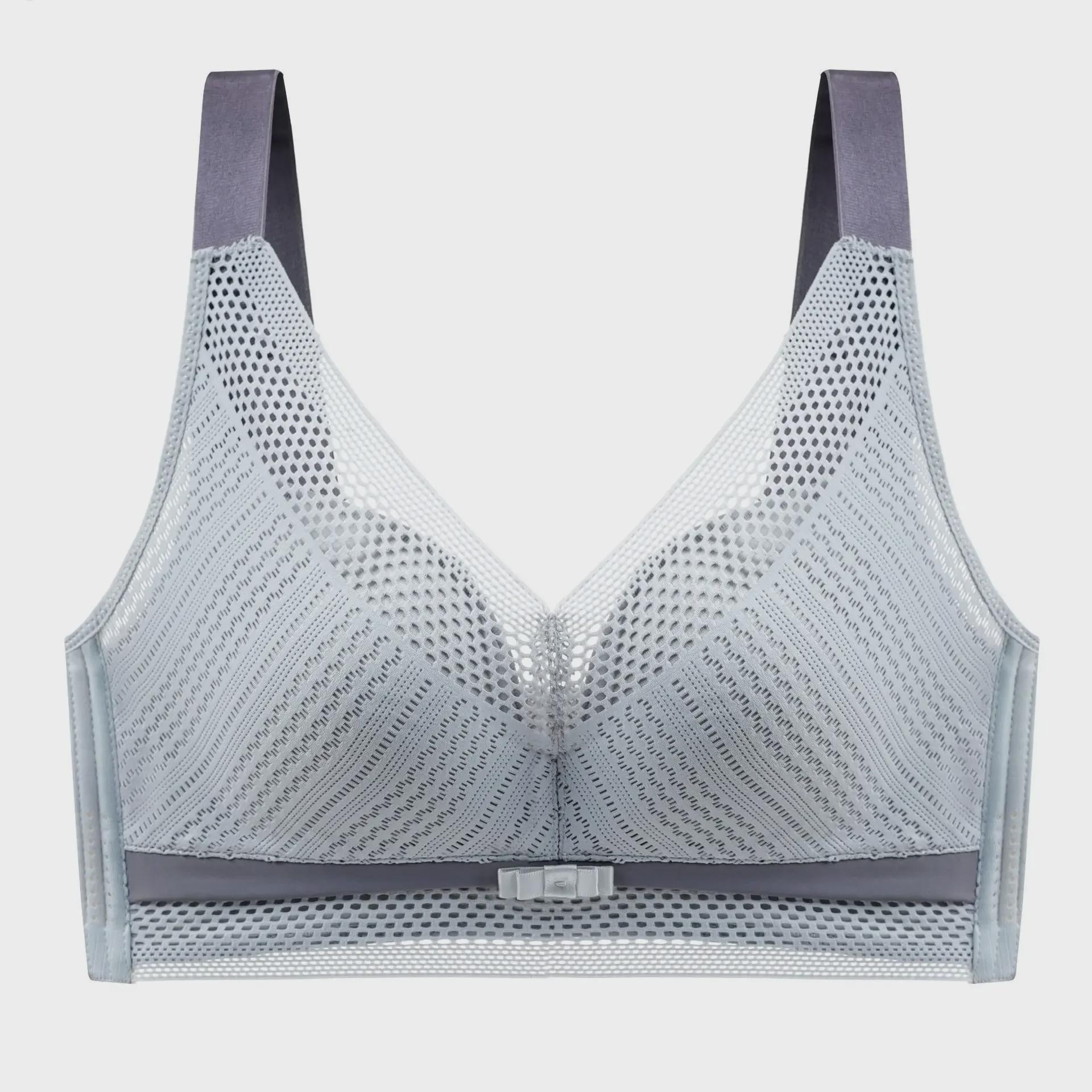 

Жіночий бездротовий літній бюстгальтер з підтримкою збоку для великих грудей синій