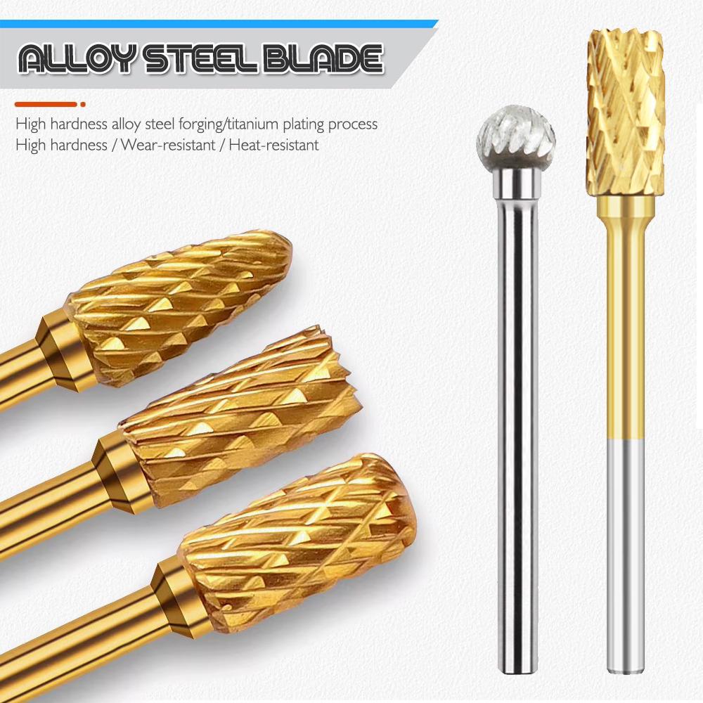 10-Piece Alloy Steel Woodworking Rotary File Set for Grinding, Polishing, Deburring Metal, and Reaming Holes
