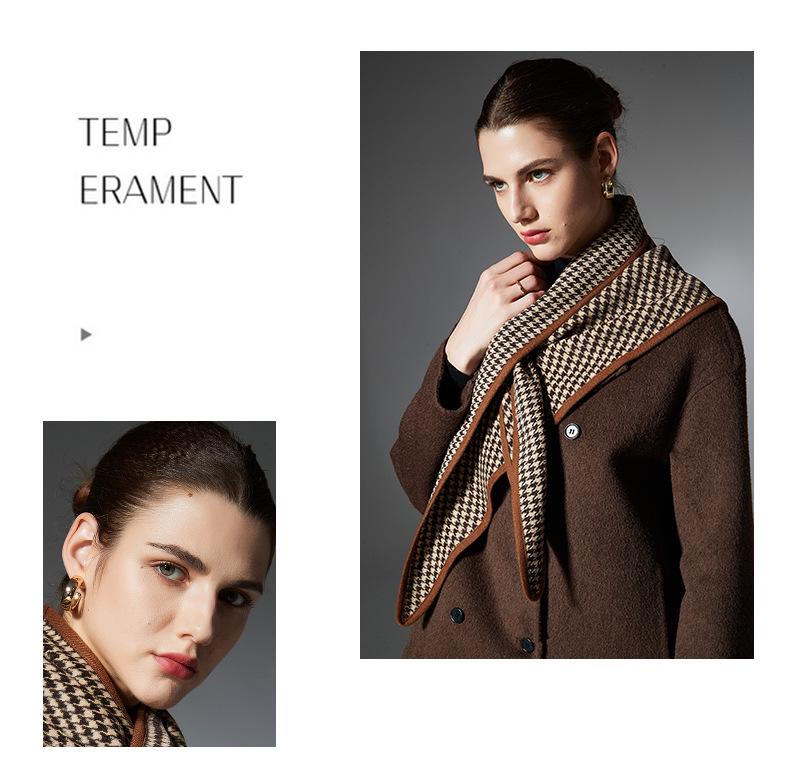 2025 High-End Podzim/Zima Trojúhelníková šála se vzorem kohoutí stopy pro Evropu a Ameriku