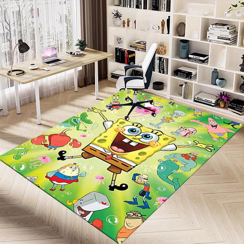 1pc Spongebob Squarepants Adventure Carpet for Playroom Bedroom Living Room Sofa Home Decor,kids Game Area Rug Non-slip Floor Mat Y7296