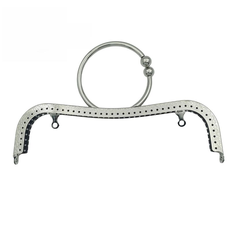 22cm Metal Frame with Kiss Clasp Lock for DIY Creative Bag Handle Projects