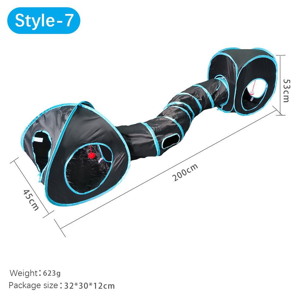 Fun Polyester+Steel Wire Cat Tunnel Tube Breathable Foldable Cat Nest Blue Training Interactive Cat Maze Tunnel Rabbit