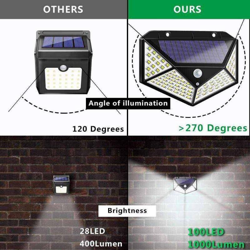 1-4Pcs 100 LED Solar Wall Light Outdoor Solar Lamp PIR Motion Sensor Solar Powered Sunlight Street Lantern for Garden Decoration