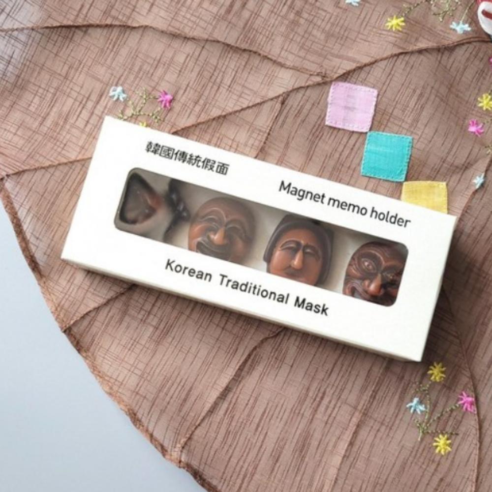 Korean traditional souvenir Hahoe mask refrigerator magnet set 4P