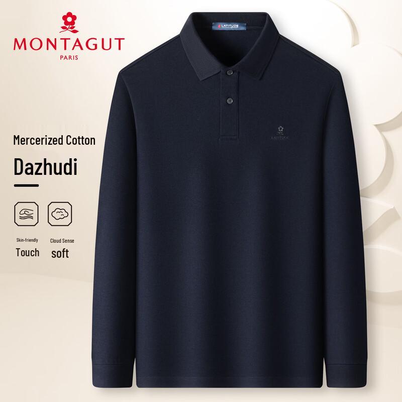 

MONTAGUT Men s Mercerized Cotton Long-Sleeve Polo Shirt 50
