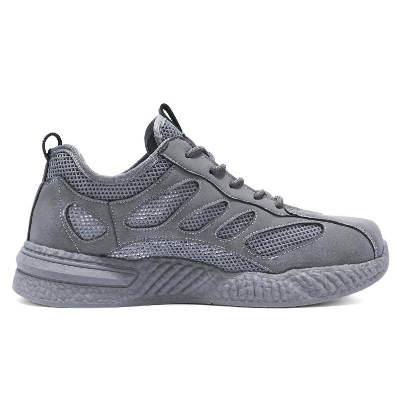 Men's Shoes Summer New Breathable Hollow Mesh Shoes Building Site Men's Non-slip Soft Bottom Sports Shoes Casual Sneakers Gray
