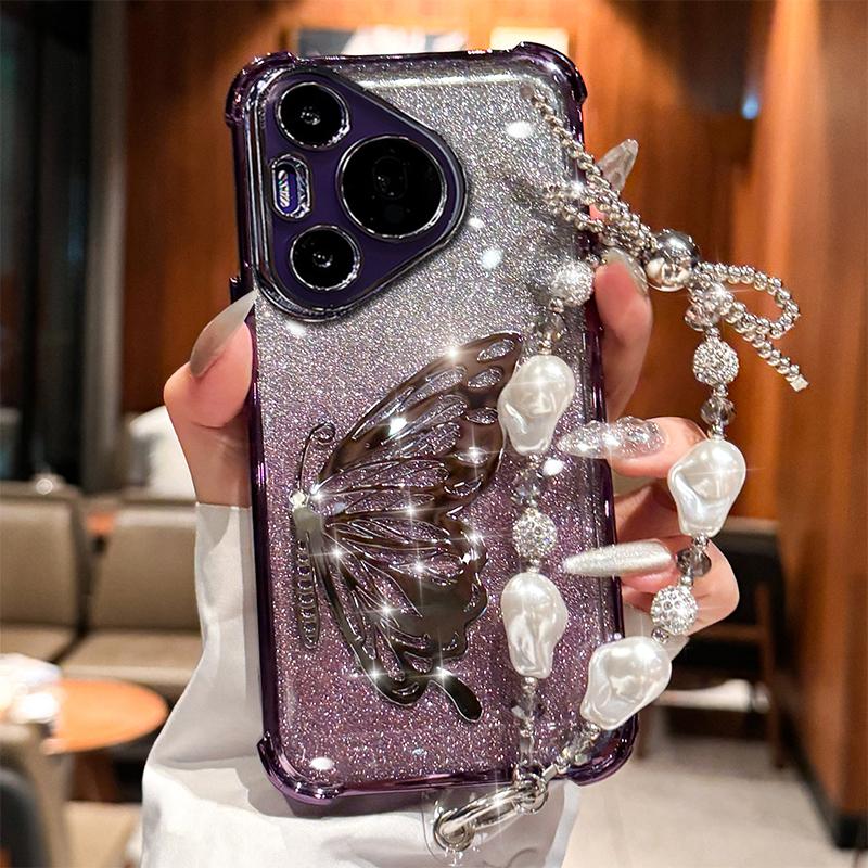 

Лазерный чехол-браслет с блестками и гальваническим покрытием, устойчивый к ударам, для Huawei Pura 80 70 Ultra P60 P50 P40 P30 Lite Pro Plus Huawei P30 Pro фиолетовый