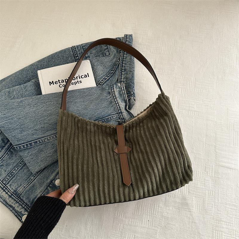 New Commuter Bag Women's Simple Casual Tote Bag Large Capacity Shoulder Bag Women's Corduroy Women's Bag Versatile