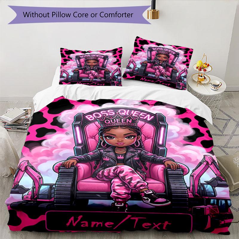 3PC Custom Name Queen Power Throne Bedding Set Printed Bedding Set Duvet Cover Closure Includes 1 Duvet Cover & 197 Pillowcases for Bedroom